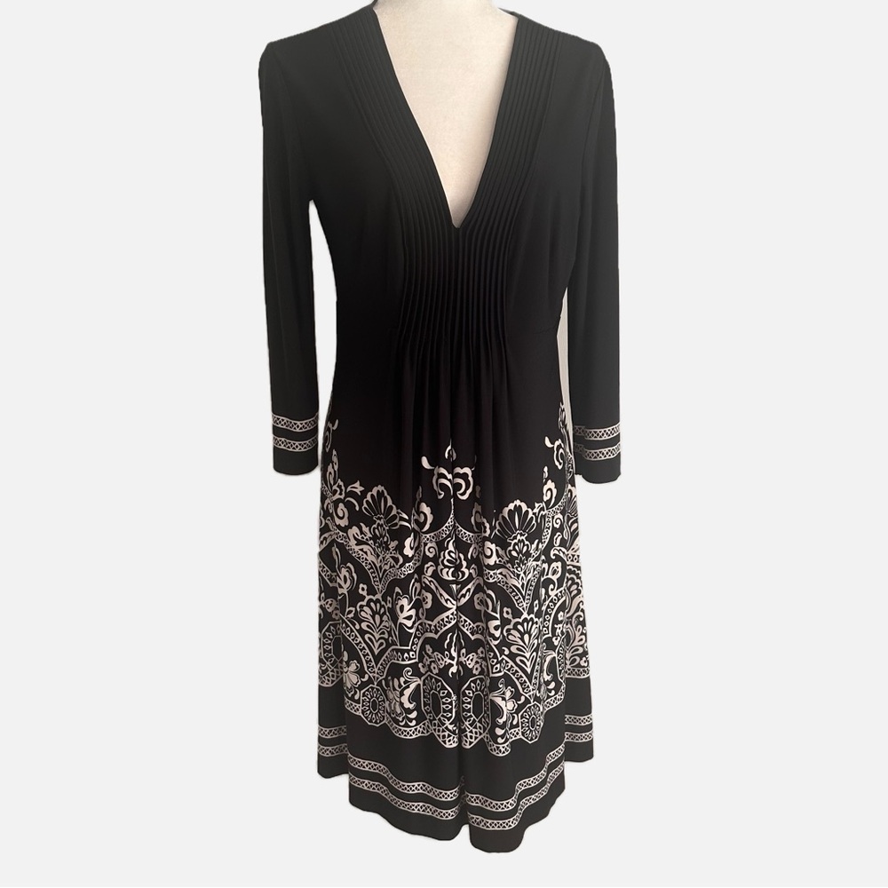 DONNA MORGAN Women's Black White Paisley Dress Size 10